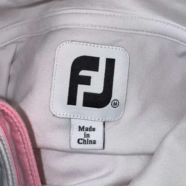 FOOTJOY Quarter Zip Pullover Top Size M Pink White Striped Long Sleeve Workout - Image 6