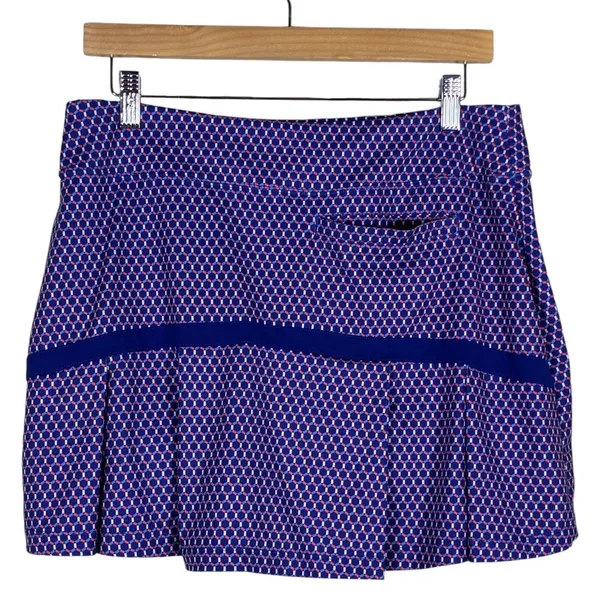 Nike Golf Dri-FIT Geometric Honeycomb Pleated Skort Blue Red Athletic Size M - Image 4