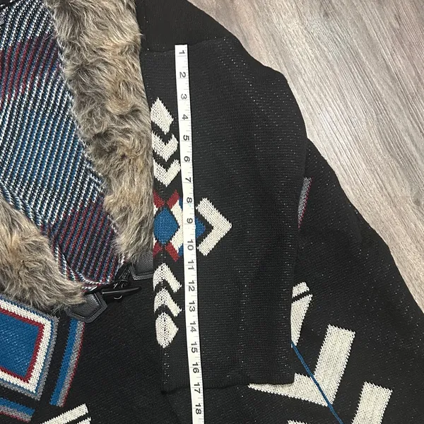 Steel Roses Aztec Cardigan | Faux Fur Collar | Boho Western . - Image 12