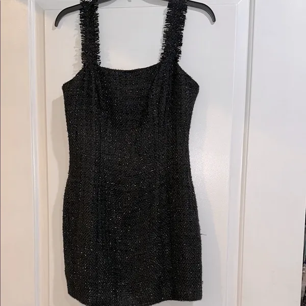 Meshki Black Sleeveless sparkly Sheath Mini cocktail Dress size small - Image 3