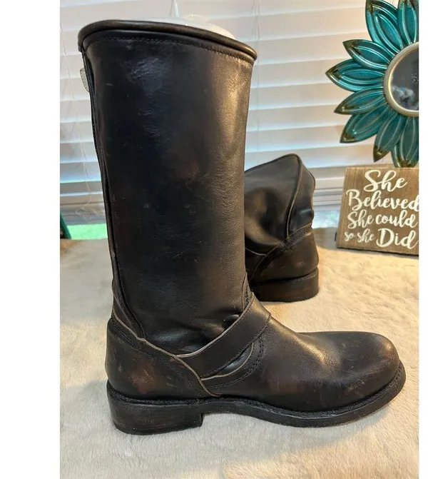 Freebird by Steven Men's Brown Leather Biker Boots Size 10 Mid-Calf - Image 4