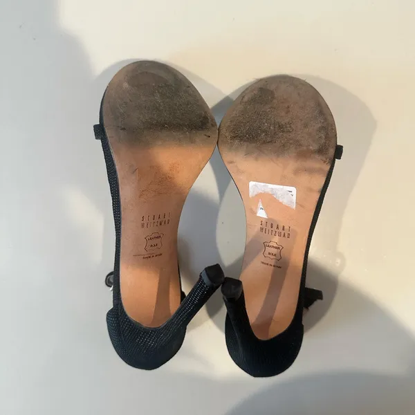 Stuart Weitzman The Nudist Black Goosebump Leather Strappy Sandals Size 6.5 - Image 8