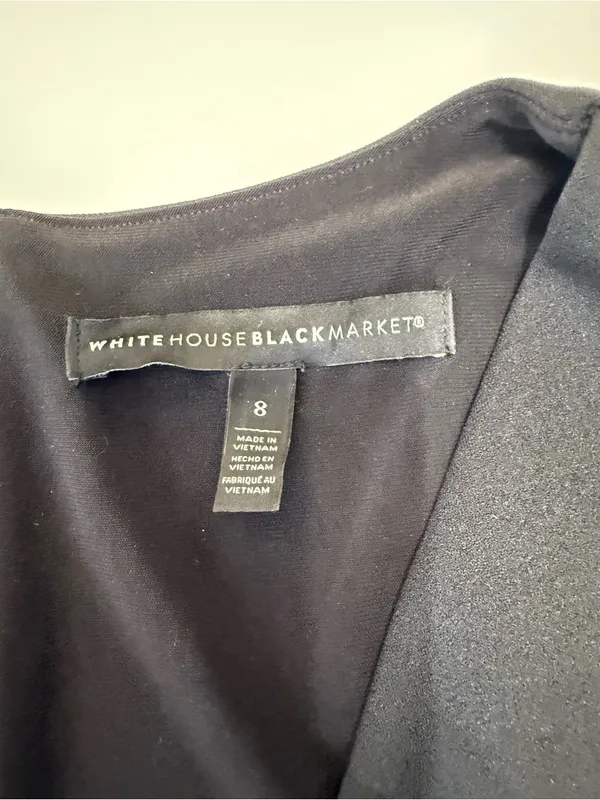 White House Black Market Black Sleeveless Faux-Wrap Midi Dress Size 8 - Image 6