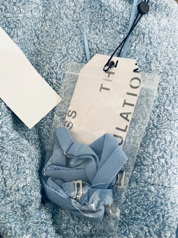 Viviana Strapless Light Blue Midi Bodycon Dress - Image 3