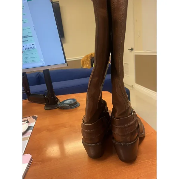 Frye Women’s 6.5B Leather Carmen Harness Tall Knee High‎ Boots Cognac Color - Image 6