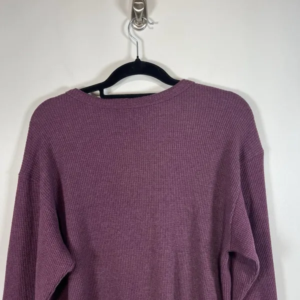Victoria's Secret Purple Sleepwear Thermal Waffle Shirt Henley‎ Women’s Size L - Image 9
