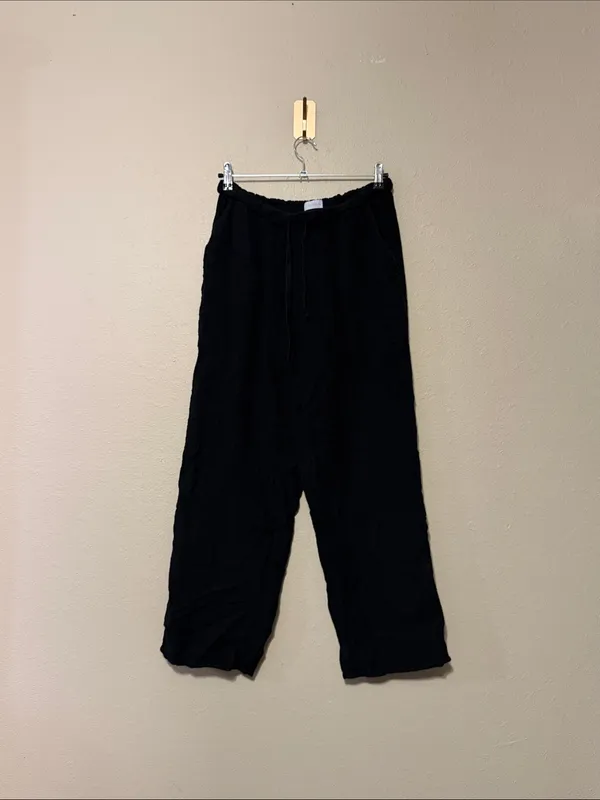 Little Moon Aritzia Sail Pant Wide Leg Pull On Black 100% Organic Cotton Medium - Image 2