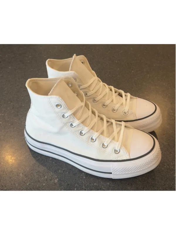 CONVERSE Chuck Taylor Lift Platform Sneakers Womens 8 White High Top - Image 6
