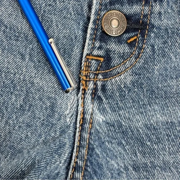 Abercrombie & Fitch Mom Jeans Women Size 10 Blue High Rise Distressed Button Fly - Image 13