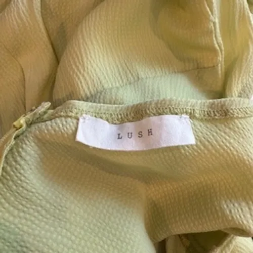 Lush Mini Dress Square Neck Puff Sleeve Cutout Back A-Line Green XS‎ - Image 5