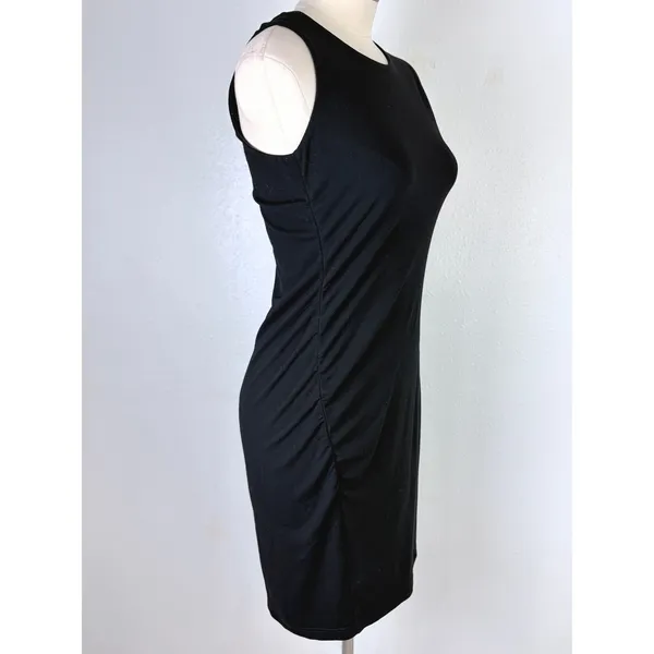 Club Monaco Sheath Dress Black Sleeveless Ruched Side Viscose Blend Size M - Image 2