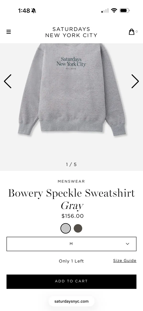 Saturdays crew neck Gray Size XL - Image 2