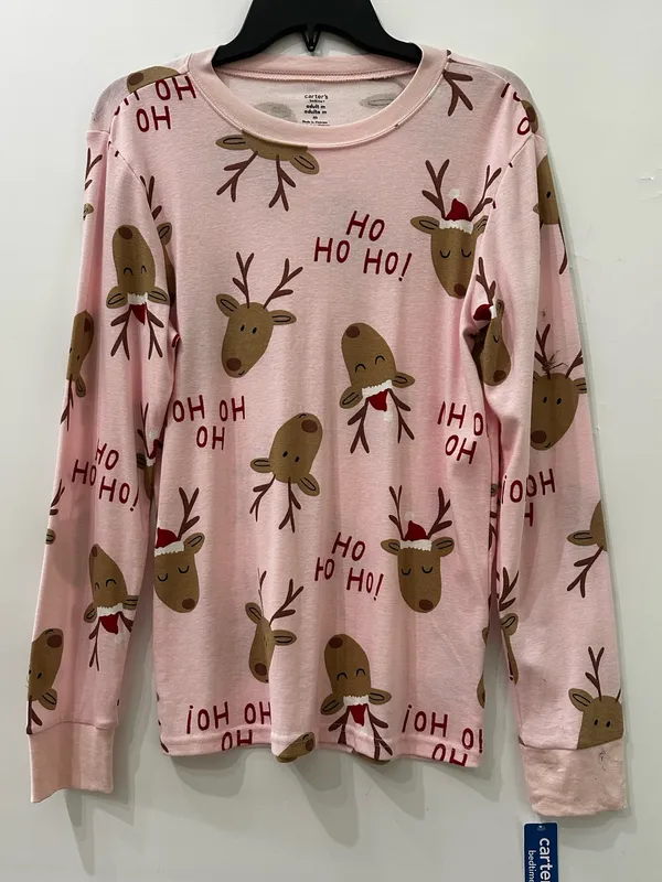 Carter’s Women’s Snug Fit Pajama NEW 2pc Set 100% Cotton Pink Reindeer Medium - Image 2