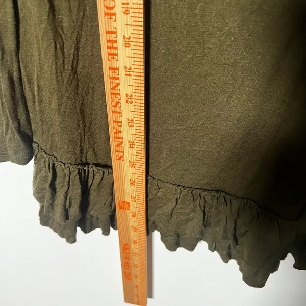 Vtg y2k 2000s Fairy Grunge Top Small Olive Green Ruffles Goth Whimsigoth - Image 5