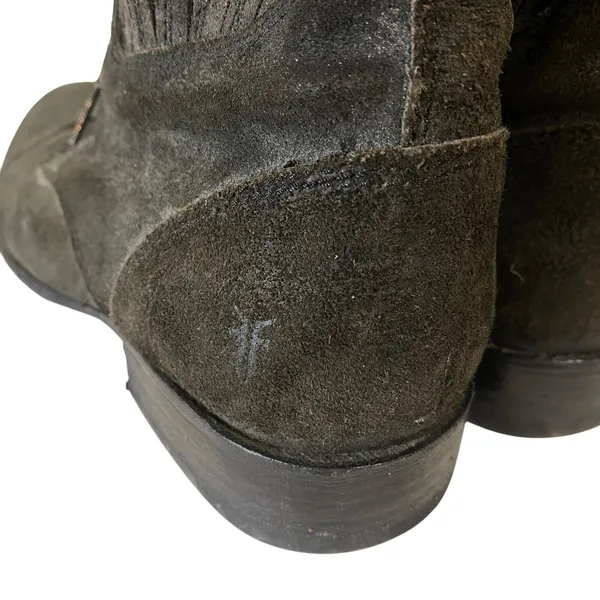 FRYE Women's Gray Lace Up Suede Combat Chelsea Boots Sz 9.5 B Almond Toe‎ - Image 5
