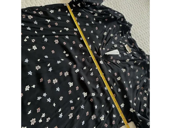 LOFT Outlet Black Floral V Neck Long Sleeve Blouse Top L Large NWT 100% Rayon - Image 6