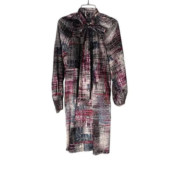 Adrianna Papell Women's Plaid Jabot Shift‎ Dress Purple Size 14 - Image 2