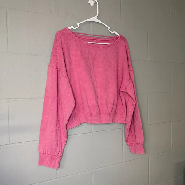 Free People We The Free Ife Thermal Pullover Cotton Top in Pinky Promise Women’s Size Medium - Image 5