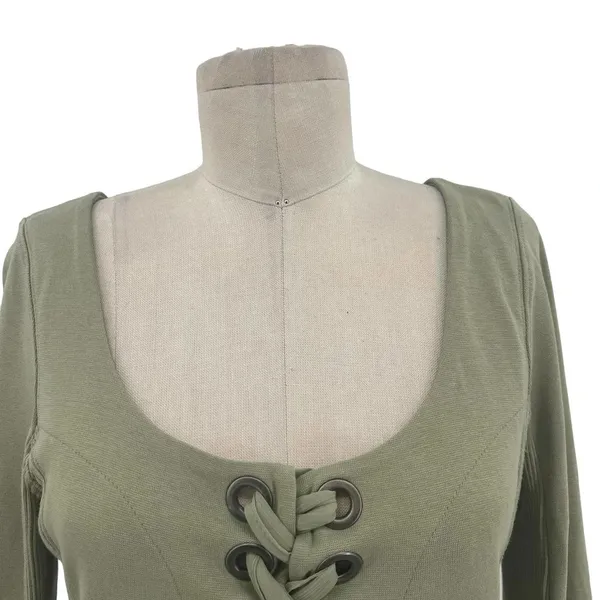 Free People Looking Back Lace-Up Top Sage Green Size Medium‎ - Image 4