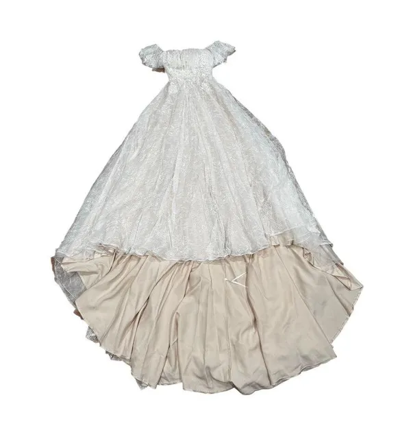 Theia Imelda off-the-shoulder embellished Chantilly Ivory lace bridal gown sz O - Image 16