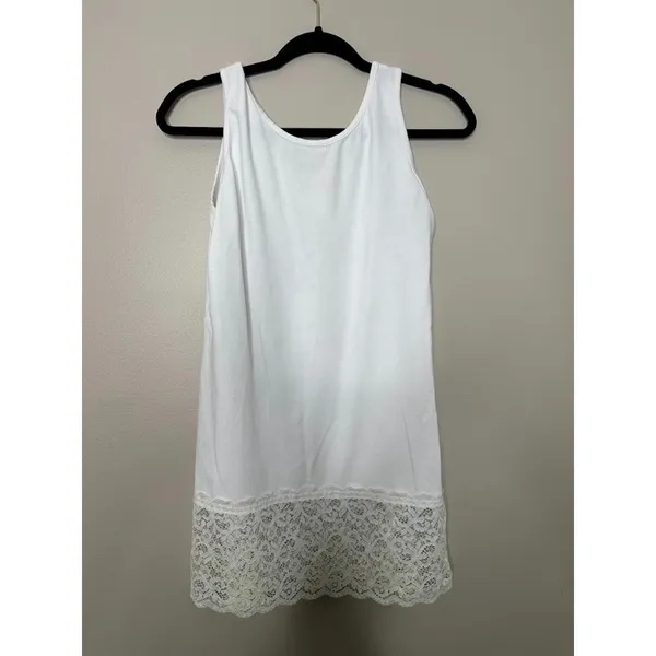 Ruby Ribbon Women's Size Small White Lace‎ Long Tank Top Tunic Extender Basic - Image 4