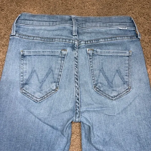Mother High Waisted Runaway Step Fray Kick Flare Jean Kiss and Make Up Blue 24 - Image 6