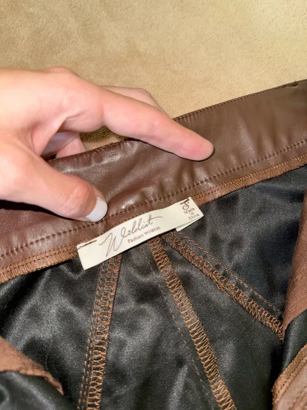 Brown Faux Leather Pants - Image 3