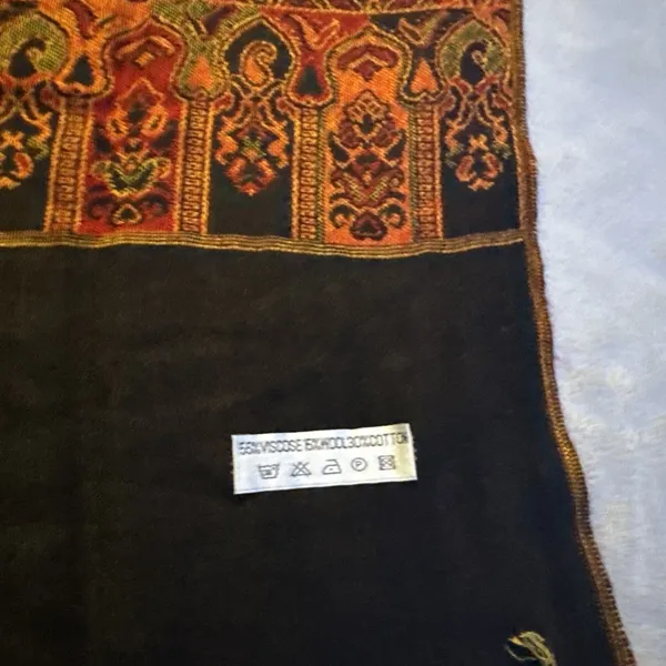 Pashmina Unbranded Viscose Wool & Cotton Blend Scarf Shawl,Paisley, Multicolored Scarf - Image 5