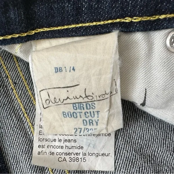 Devinbirds by Nudie Dark Wash Low Rise Birds Bootcut Dry Denim Jeans Size 27 - Image 4