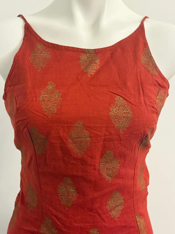 Free People Rust Orange Midi w/Gold Motifs & Fringe - Image 2