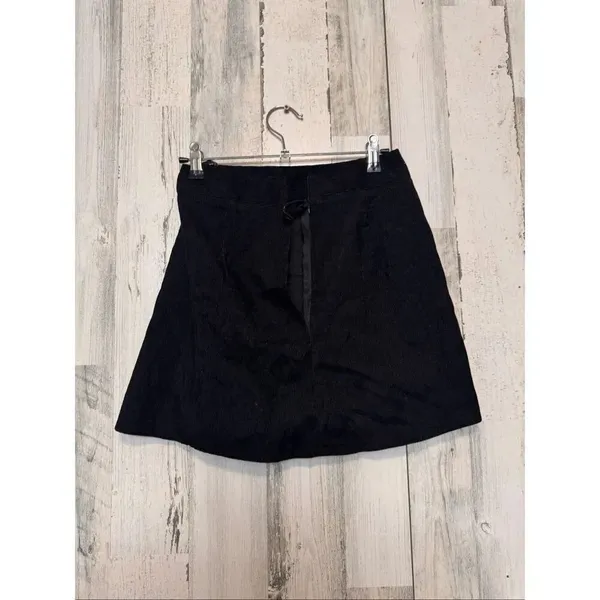 Black Mini Skirt XS Gold Chain Button Detail High Waist - Image 2