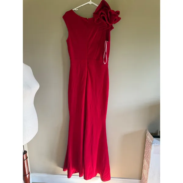 Lulus Red Mermaid‎ Maxi Dress Ruffle Shoulder Formal Gown Large - Image 3