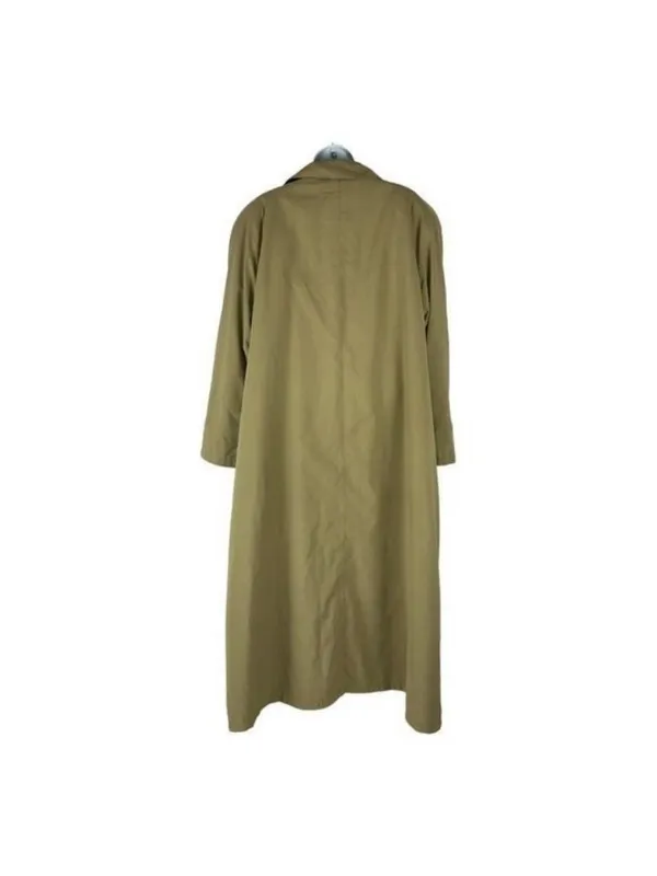 Bill Blass Womens Long Trench Coat Button Front Khaki Wool Blend Water-Resistant - Image 8