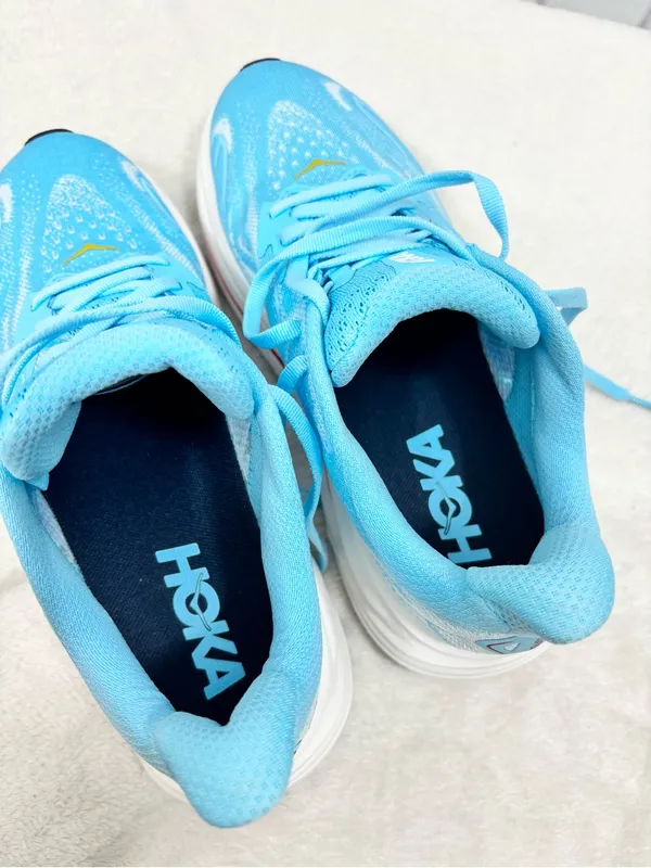Hoka Women's Clifton 10 Women's Athletic Shoes in Light Blue with White Midsole - Image 9