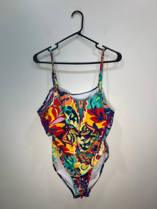 Tahari One Piece Swimsuit XL Tropical Floral Hawaiian Coastal Resort Swimwear - Image 4