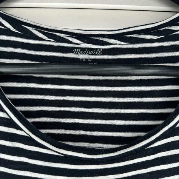 🖤Madewell Black and White Striped Fitted Short Sleeve T-Shirt - Image 4