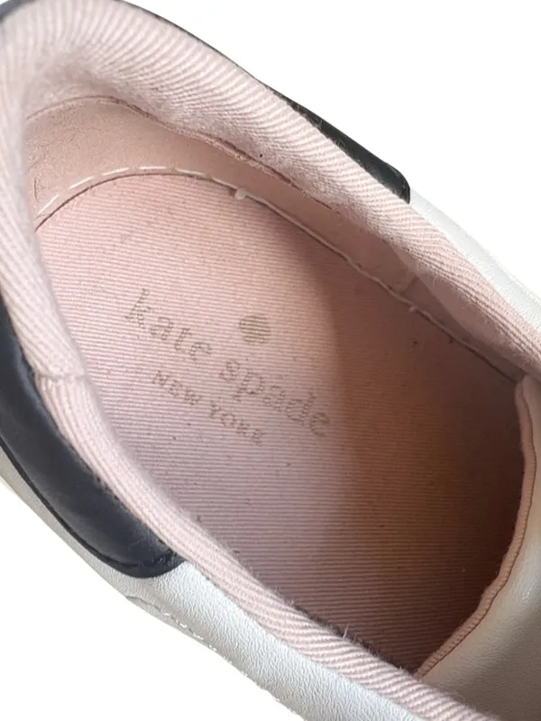 EUC Kate Spade Leather Angelise Sneakers White Black - Image 3