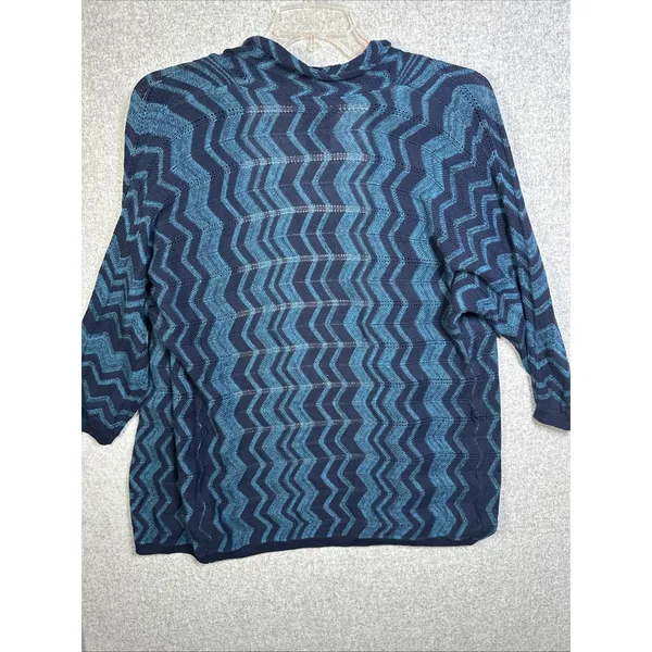 NWOT Attention Womens Cardigan Sweater Large 3/4 Sleeve Knit Open Blue‎ Tie - Image 11