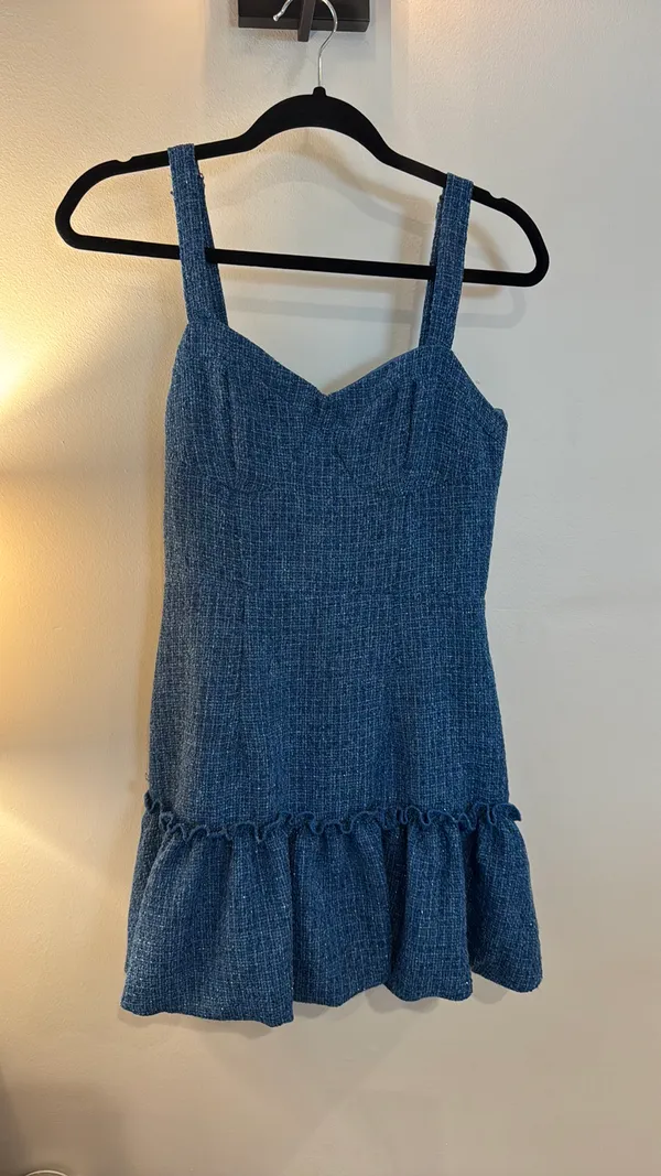 Tweed Mini Dress Blue - Image 4