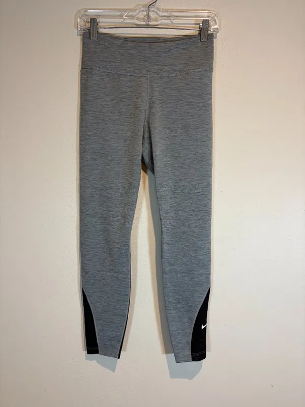 Nike One 7/8 Training Tights Leggings Gray Black Mesh - Image 3