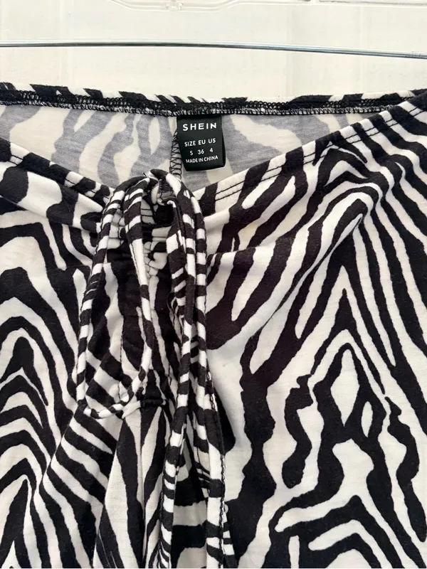 SHEIN Black and White Zebra Print Wide Leg Pants - Image 3