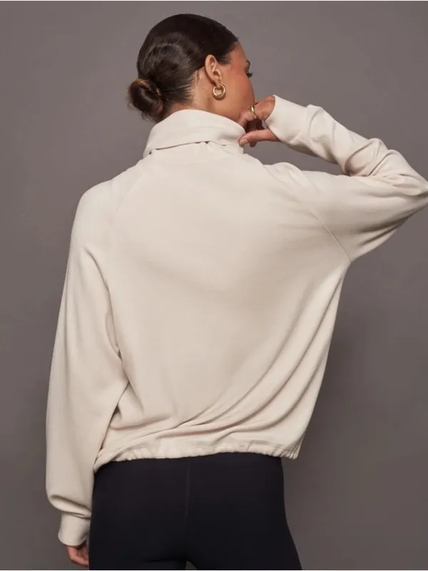 Varley Portland High Neck Midlayer Sweater Top Ivory Cream Womens Size XXS - Image 2