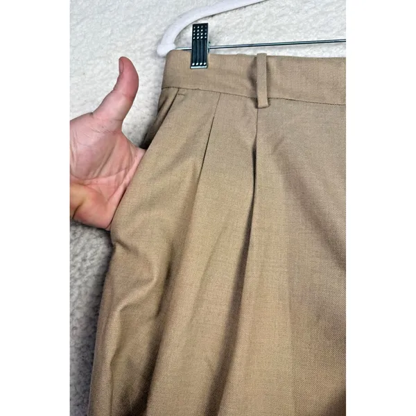 Madewell Pants Womens 8 Beige‎ Pleated Wide Leg High Rise Dress Twill Workwear - Image 5