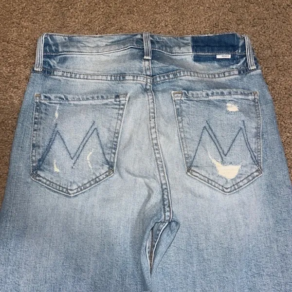 Mother Superior Tomcat Distressed High Rise Jeans The‎ Confession Light Blue 28 - Image 9