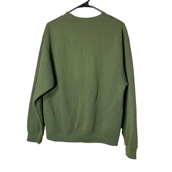 Vintage Jerzees Puppy Print Green Crewneck Sweater Size Medium - Image 7