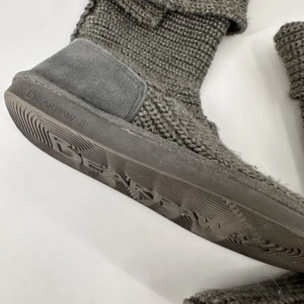 Bearpaw Womens Knit Tall Boots Sheepskin Footbed Fold Down Gray‎ Size 10 - Image 8