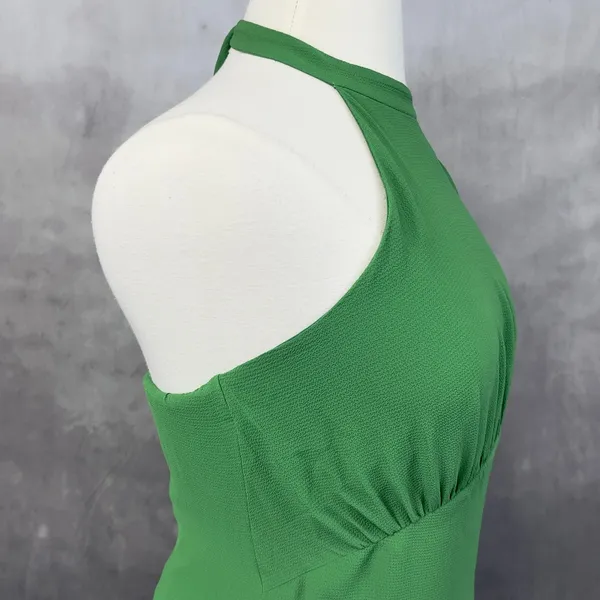 Donna Morgan Halter Neck Dress Size 14 Empire Waist Asymmetric Soft Glam Coastal - Image 5