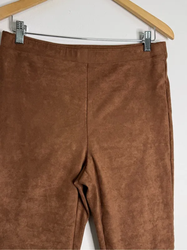 Kobi Halperin Brown Faux Suede Pull On Pants Size Medium - Image 3