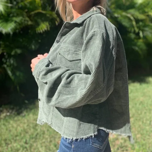 POL Olive Green Goblincore Corduroy Jacket M - Image 2
