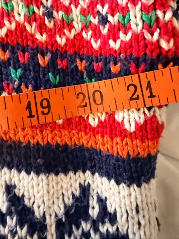 aerie Cream Fair Isle Crewneck Sweater with Navy, Red and Green Stripes - Image 5